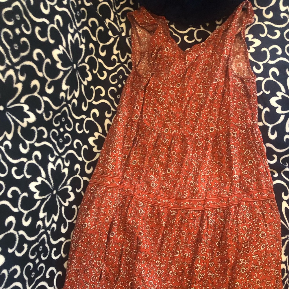 Rustic orangish maxi dress with flowers